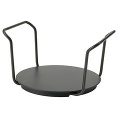 a black table with two metal handles on it