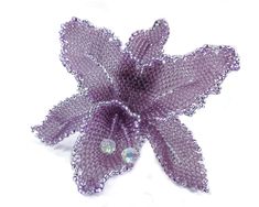 Purple orchid brooch - Beaded flower pin - Seed bead broach - Gift for women - Handmade beadwork accessory #OrchidAccessory #HandmadeBrooch #BeadedOrchid #OrchidBrooch #SeedBeadBrooch #SeedBeadFlower #FlowerAccessory #GiftForWomen #PurpleOrchid #PurpleOrchidPin Lavender Brooch Jewelry As A Gift, Lavender Flower Brooch For Gift, Elegant Handmade Flower Brooches As Gift, Elegant Handmade Flower Brooches For Gifts, Elegant Brooches With Handmade Flowers As Gift, Handmade Flower Brooches For Gifts, Handmade Flower Brooches As Gift, Elegant Handmade Purple Brooches, Unique Flower Shaped Brooches For Gift