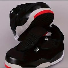 Jordan House Shoes Chunky House Shoes Bred 4s, Shoes Chunky, House Shoes, Shoes Color, Black Red, Jordan, Black And Red, Red, Black