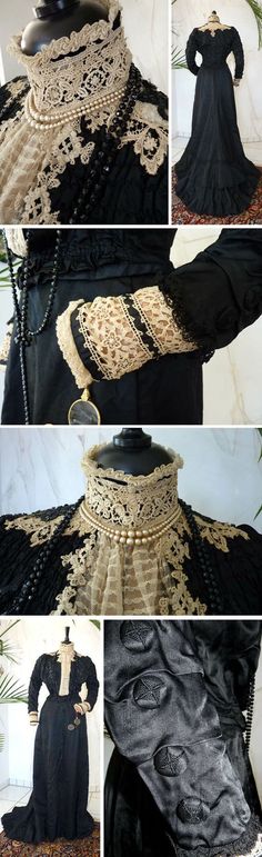 1800s Fashion, Victorian Costume, 19th Century Fashion, Lace Silk