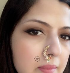 "weight: 0.1 oz length: 1\" Indian Bridal Traditional One Gram Jewelry Indian Nose Ring does not require a hole in the nose. This Nose Ring is pressable (no piercing is required ) and to be worn on the left side.. Gorgeous 24 K gold plated. Unfortunately no exchanges /refunds due to hygiene reasons." Temple Jewelry Style Nose Rings For Festivals, Festive Bollywood Chandbali Nose Rings, Bollywood Chandbali Nose Rings For Gift, Indian Nose Ring, Bridal Jewellery Indian, Priyanka Chopra, Nose Ring Stud, Baby Photoshoot, 22k Gold