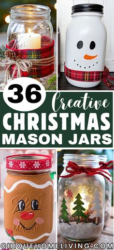 christmas mason jars with the words creative christmas mason jars