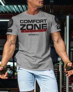 Comfort Zone Is Dangerous Workout T-Shirt, Funny Gym Shirts, Lifting T-Shirt, Deadlift Athletic Heather Short Sleeve T-shirt For Training, Athletic Heather Moisture-wicking T-shirt For Gym, Gray Athletic Fit T-shirt For Training, Athletic Heather Breathable Short Sleeve T-shirt, Athletic Heather Crew Neck T-shirt For Gym, Athletic Heather Workout T-shirt, Gray Moisture-wicking T-shirt For Workout, Athletic Heather Short Sleeve Tops For Training, Breathable Crew Neck T-shirt In Athletic Heather