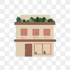 an apartment building with plants on the roof, balcony, house png and psd