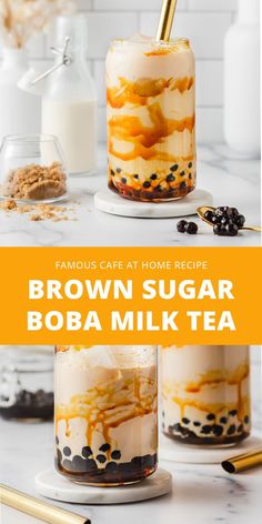 brown sugar boba milk tea recipe with text overlay