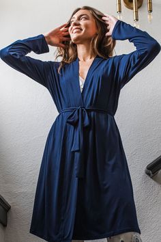 After long days away, slip into the comfort of a Serenity Robe to let it all go. Pair it with your favorite YALA sleepwear for extra snuggly comfort. You deserve it! Long sleeves, open shawl collar, belted wrap front, knee-length. Let It All Go, Belted Robe, Silk Outfit, Eco Friendly Clothing, Sleeveless Tunic, You Deserve It, Sleepwear Robe, Womens Size Chart, Skirt Leggings