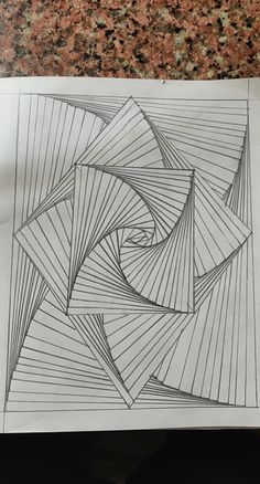 a piece of paper that has been drawn on it with lines and shapes in the background