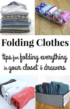 folded clothes on the floor with text overlay reading folding clothes tips for folding everything in your closet & drawers