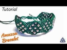 the bracelet is made with green string and beads