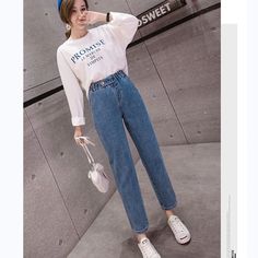 FREE SHIPPING Women High Waist Female Boyfriend Jeans JKP3654 Harem Jeans, Fall Jeans, Autumn Clothes, Women Denim Jeans, Denim Trousers, High Jeans, Jeans Denim, Boyfriend Jeans, Denim Pants