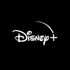 the logo for disney plus is shown on a black background with white lettering that reads,