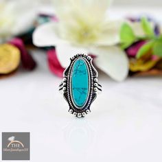 Turquoise Ring Sterling Silver Ring for Women Statement Ring - Etsy Ring With Stone, Silver Rings For Women, Wanderlust Jewelry, Big Stone Ring, Silver Ring For Women, Ring Turquoise, Turquoise Ring Silver, Ring Blue, Turquoise Rings