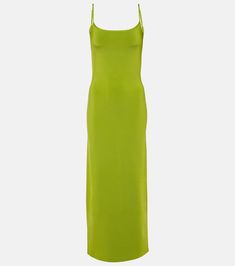 Bella maxi dress in green - Galvan | Mytheresa Fitted Green Backless Maxi Dress, Bodycon Maxi Length Slip Dress For Evening, Evening Bodycon Maxi Slip Dress, Bodycon Maxi Length Evening Slip Dress, Elastane Maxi Dress For Gala, Summer Evening Backless Elastane Dress, Spring Gala Bodycon Maxi Dress, Sleek Maxi Dress In Elastane, Bodycon Maxi Dress For Summer Gala