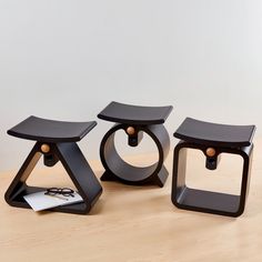 Born in Ethiopia and based in Virginia, designer Jomo Tariku conceived this Dogon Stool as a modern take on small geometric stools found in the African nation of Mali. Growing up in Ethiopia, Tariku was drawn to the eclectic art and furniture pieces that his father collected from all over Africa. Tariku developed his craft during summer breaks at a local furniture builder in the Ethiopian city of Addis Ababa and went on to study industrial design at the University of Kansas.� The Dogon Stool is Wood Milling Machine, African Furniture, Plywood Design, Joinery Design, Double Black, Leather Stool, Cnc Wood, Lighting Concepts, University Of Kansas