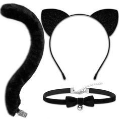 PRICES MAY VARY. 【Cat Costumes for Women Set】The black cat costume for girls and women set includes 1 black cat ears headband, 1 cat tail and 1 collar with bell. The Halloween cat costume accessories set makes you look beautiful and cute. An eye catcher at parties, also a special gift for girls and women. 【One Size Fits Most】The cat ears headband is universal, which has good elasticity, easy to wear and comfortable for most women and girls. The choker necklace has an adjustable metal extension c Adjustable Ears Costume Accessories For Party, Adjustable Ears Costume Accessories For Costume Party, Fitted Novelty Costume Accessories With Cat Ears, Adjustable Costume Accessories With Ears For Costume Party, Cat Ears Costume Accessories For Cosplay Events, Fitted Cat Ears Halloween Costume Accessories, Halloween Costume Accessories Ears As Gift, Fitted Halloween Costume Accessories With Cat Ears, Cat Design Costume Accessories For Halloween Cosplay