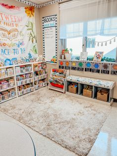 a classroom with lots of books and toys