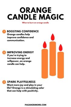 Orange Candle Magic, Pagan Grimoire, Witchcraft Candle Magic, Candle Meanings, Witchy Wednesday, Candle Magick Spells, Candle Meaning, Candle Color Meanings, Candle Magic Spells