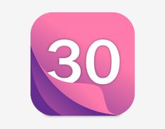 an app icon with the number 30 in white and pink colors, on a gray background