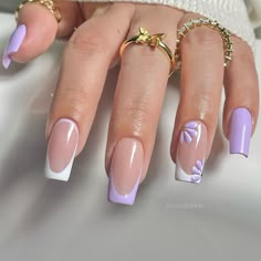 Lilac Nails, Purple Acrylic Nails, Spring Acrylic Nails, Purple Nail Designs, Lavender Nails, Colorful Nails, Acrylic Nails Coffin Short, Short Acrylic Nails Designs, Square Acrylic Nails