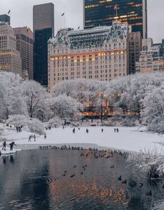 people are walking around in the snow and ice