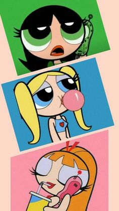 the powerpuff girls cartoon characters with different expressions