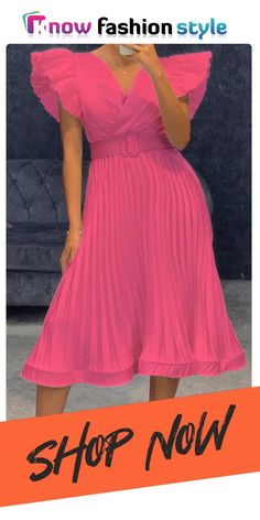 Pink Casual Solid Patchwork Fold V Neck Straight Dresses Non-stretch Solid Color Midi Dress For Date Night, Non-stretch Solid Color Dress For Date Night, Summer Chiffon Belted Dress, Non-stretch Pleated Midi Dress For Party, Pleated Non-stretch Midi Dress For Party, Belted Dresses For Summer Night Out, Summer Belted Dresses For Night Out, Summer Belted Dress For Night Out, Summer Party Dress With Belt