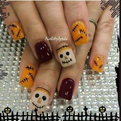 Scarecrows Nails, Trending Nails, Fingernail Designs, Fall Acrylic Nails, Thanksgiving Nails