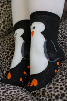 Penguin Slipper Socks Penguin Slippers, Fishnet Tights, Slipper Socks, Penguins, Polka Dots, Cute Animals, Tights, Slippers, Dots