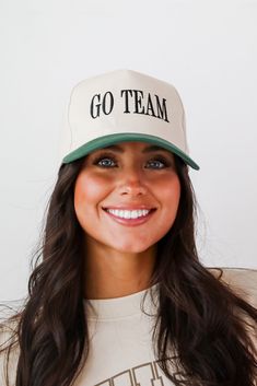 Hunter Green Go Team Color Block Embroidered Hat Go Team, Cute Hat, Puppy Supplies, Embroidered Hat, The Hunter, Embroidered Hats, Cute Hats, Dress Hats, Hunter Green