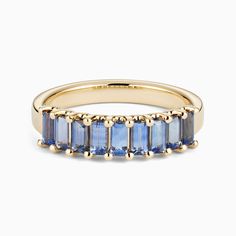 Ecksand's Baguette-Cut Blue Sapphire Ring in 18k Yellow Gold Gold Sapphire Jewelry With Baguette Cut, Sapphire Baguette Cut Ring For Gift, Blue Sapphire Ring With Baguette Diamonds For Gift, 14k Gold Baguette Cut Blue Sapphire Ring, Sapphire Baguette Ring, 14k Gold Sapphire Baguette-cut Jewelry, Ethical Diamonds, Contour Ring, Mens Rings Wedding Diamond