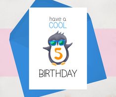 a birthday card with an image of a penguin wearing sunglasses and the words have a cool 3 on it