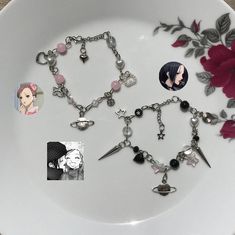 All braclets are handmade to Order. Keep away from water, sweat and chemicals️ bracelets are 22 cm 🦋 THİS İS MY  SPECİAL MYSELF BRACELETS THİS İS MY SECOND ACC Black Harajuku Style Jewelry Gift, Handmade White Harajuku Jewelry, Harajuku Style Handmade White Jewelry, Silver Beaded Kpop Bracelets As Gift, Silver Beaded Bracelets Kpop Style For Gift, Silver Beaded Kpop Style Bracelets, Handmade White Kawaii Charm Bracelet, Kpop Style Silver Beaded Bracelets, Cute Customizable Black Jewelry