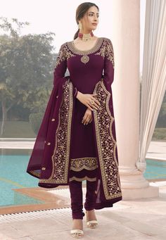 Celana Fashion, Churidar Suits, Georgette Dupatta, Trouser Suit, Palazzo Suit, Salwar Kamiz, Pakistani Salwar Kameez, Zari Work, Pakistani Suits