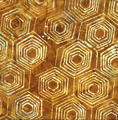 an abstract image of hexagons in gold and blue