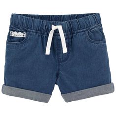 Crafted In Soft Cotton With An Easy-On Design, These Shorts Are Perfect For Warm-Weather Play! Features: Covered Elastic Waistband For A Comfy Fit Functional Drawstring Functional Pockets Pre-Washed For Softness Scalloped Trim Playful Medium Wash Cotton Bottoms, Blue Denim Bottoms For Playwear, Cute Denim Bottoms For Playwear, Toddler Girls Leggings, Lace Denim Shorts, Toddler Girl Shorts, Baby Girl Shorts, Free Jeans