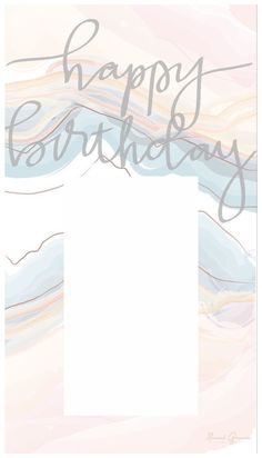 a birthday card with the words happy birthday written in grey ink on a pastel background