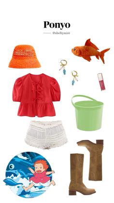 an assortment of clothes and accessories for children