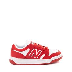 New Balance 480 Athletic Shoe - Big Kid - Team Red / White New Balance Shoes Red, Pf Flyers, Shoe Size Chart Kids, New Balance Shoes, Athletic Apparel, Stylish Sneakers, Basketball Shoes, Smooth Leather, Big Kids