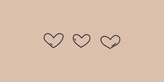 three hearts are shown in black on a beige background