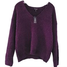 New Express Chenille Chunky Knit Vneck Oversized Sweater Small Dark Purple New Express Chenille Chunky Knit Vneck Oversized Sweater Small Dark Purple. So Soft! Measured Flat Approximate: Pit Width: 22.5 Length 23 Polyester. Shipper. Highly Rated. Please Note Photo Colors Can Vary By Screen. Purple Oversized Sweater, Deep Purple Sweater, Dark Purple Sweater, Dark Purple Shirt Outfit, Dark Purple Sweater Outfit, Purple Long Sleeve Sweater, Dark Purple Outfit Ideas, Dark Purple Clothes, Dark Purple Top