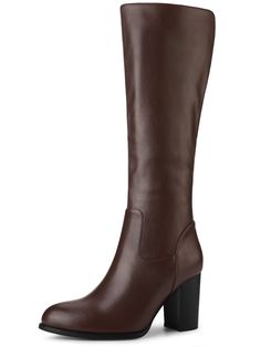 These Coffee Brown Faux Leather Knee High Boots are perfect for those winter months. They feature a durable leather material for long-lasting wear and are finished with a stylish, knee high design. Ideal for a variety of looks and occasions. Rubber sole Shaft measures approximately 14.2" from arch Boot opening measures approximately 10" around Halloween Costume Boots, Heeled Knee High Boots, Chunky Heels Casual, Brown Knee High Boots, Womens Chunky Heels, Faux Leather Boots, Knee High Leather Boots, Coffee Brown, Boot Accessories