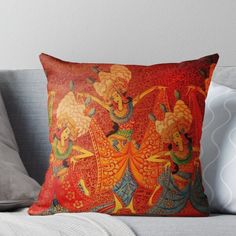 Super soft and durable 100% spun polyester Throw pillow with double-sided print. Cover and filled options. Nikon D40, Saw this painting in the hotel in Bali. Could not resist to click such a beautiful art.! Balinese Painting, West Indies Decor, Nikon D40, Neat Ideas, West Indies, Orange Grey, Lumbar Throw Pillow, Balinese, Dream Homes