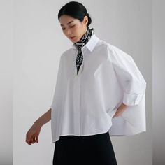 [Ewq] Fashion Lapel Single Breasted Long Sleeve Oversize Solid Women Shirt 2023 Spring Summer New Female Blouse White 16t404 Casual Oversized Shirt For Office, Oversized Casual Office Shirt, Oversized Short Sleeve Office Blouse, Oversized Short Sleeve Blouse For Office, Versatile Oversized Collared Blouse, Casual Batwing Sleeve Blouse For Workwear, Elegant Oversized Shirt For Day Out, Oversized Summer Office Tops, Oversized Collared Versatile Tops