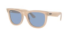 Ray-Ban Wayfarer Reverse glasses seamlessly blend the iconic square shape with a modern twist. These shades feature a polished opal beige & honey frame made from molded acetate, offering superior durability and comfort. The light blue lenses add a touch of color to your look while providing excellent protection against harmful UV rays. With their unique design and high-quality materials, these frames are a stylish addition to any wardrobe. Versace Eyewear, Burberry Eyewear, Ray Ban Wayfarer, Custom Sunglasses, Smart Glasses, Vogue Eyewear, Ray Ban Eyeglasses, Color Light Blue, Versace Sunglasses