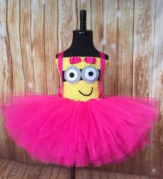 Pink Minion Tutu Dress Costume Minion Tutu, Pink Minion, Minion Dress, Tutu Dress Pink, Ladybug Tutu, Minion Costume, Tutu Dress Costumes, Minion Costumes, Tutu Pink