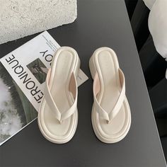 Olivia Mark - Thick-Soled Casual Fashion Wedge Sandals Beach Vacation Shoes, Beach Toes, Athleisure Shoes, Vacation Shoes, Womens Mary Janes, Shoe Sole, Driving Moccasins, Beaded Sandals, Wedges Style