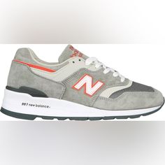 Style # : M997cht Casual Orange New Balance Sneakers, Classic Orange Sneakers With Rubber Sole, Classic Low-top Orange Sneakers, Classic Orange Low-top Sneakers, New Balance Sneakers Mens, New Balance Grey, New Balance Gray, Black Lace Up Shoes, Black Casual Shoes