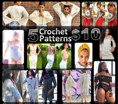 a collage of photos with the words crochet patterns $ 10 on it