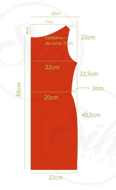 the size and measurements of a dress for women, with measurements in inches to 22cm