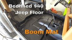 the bed area of a jeep with text reading bedmed $ 40 jeep floor mat